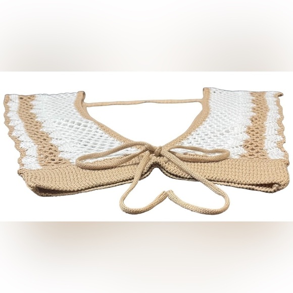 Womens Crochet Sleeveless Crop Top
White & Tan Khaki Size Small Beach Cover up - Picture 8 of 16